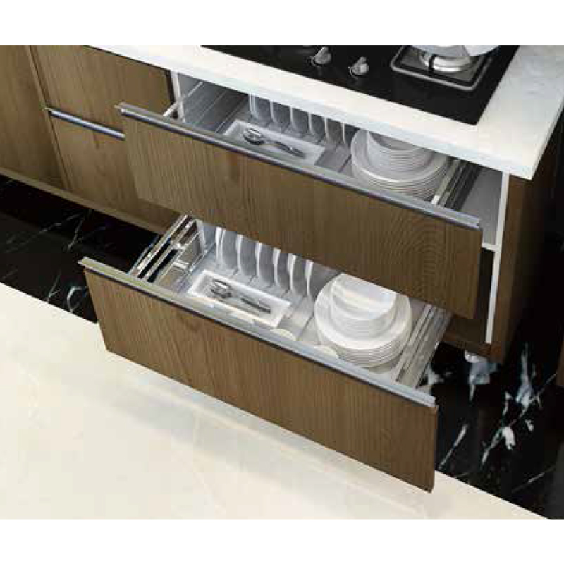 Elegant European L-Shaped Modular Kitchen Cabinet Set with Wall-Mounted Units & Small Island