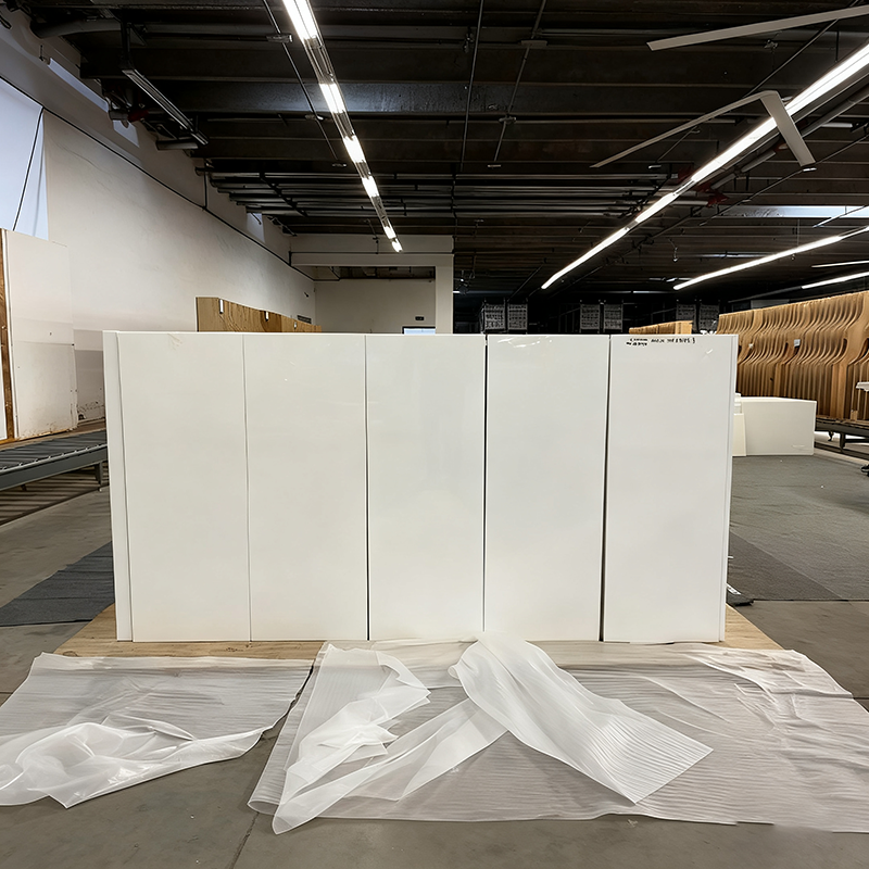 Custom White Slim Shaker Kitchen Cabinets with Island | Plywood & Melamine Modern Cabinet Set