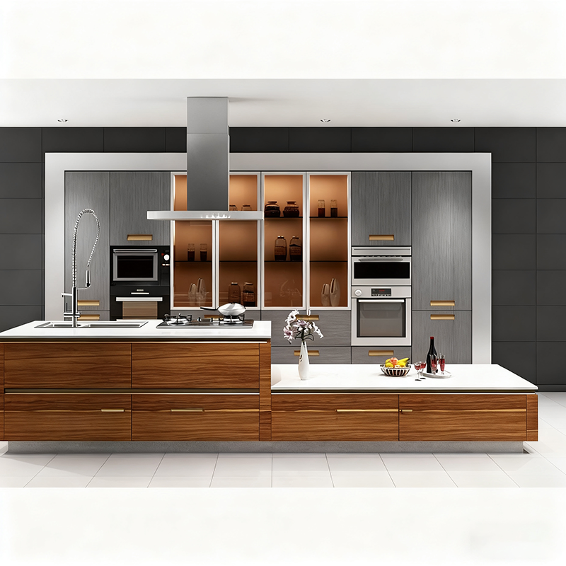 Modern Lacquer Apartment Kitchen Cabinet Set | Custom MDF & Plywood 3-Layer Storage System