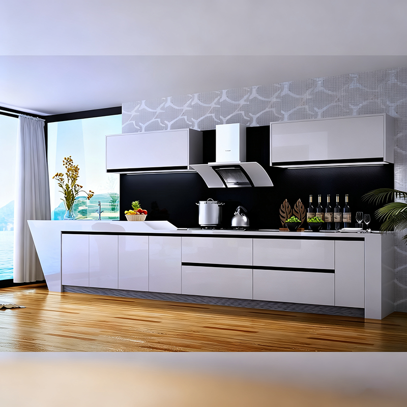 Luxury White Lacquer Custom Kitchen Cabinet Set for Hotels, Bars & Modern Homes
