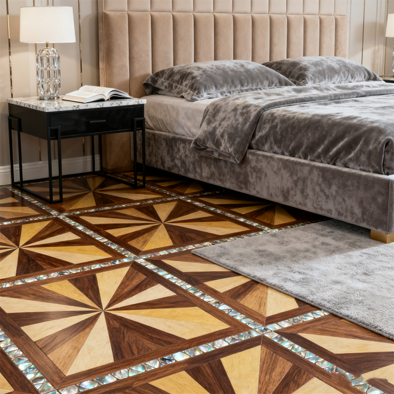 Custom High End Waterjet Parquet Flooring Luxury Solid Wood Flooring for Home Villas and Commercial Spaces