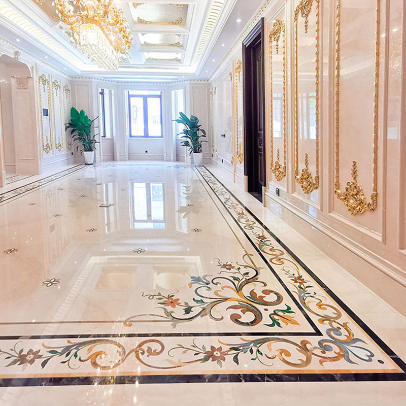 Custom High End Waterjet Parquet Flooring Luxury Solid Wood Flooring for Home Villas and Commercial Spaces