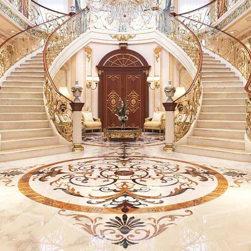 Custom High End Waterjet Parquet Flooring Luxury Solid Wood Flooring for Home Villas and Commercial Spaces