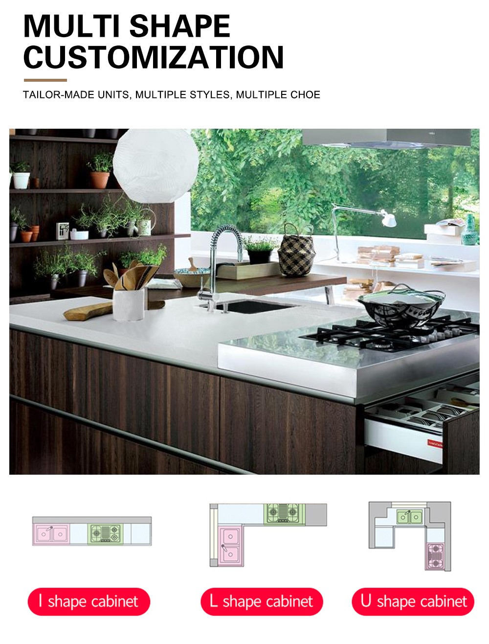 Modern style Kitchen cabinet Melamine with particle board -GK-404