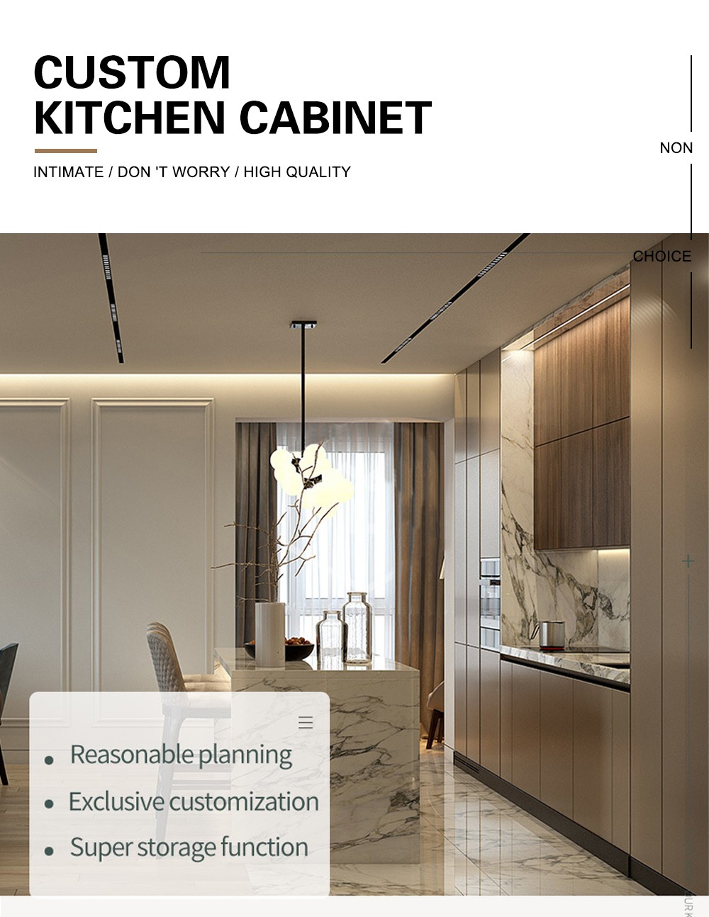 Modern style Melamine with particle board import quartz open kitchen-GK-204