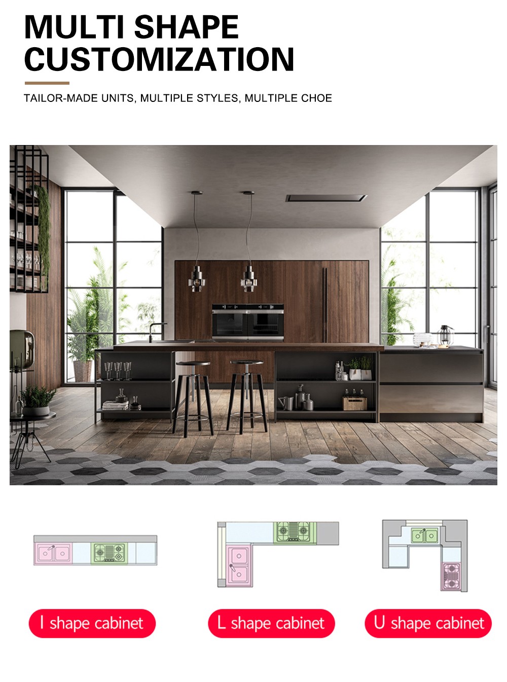 Modern style melamine with particle board open kitchen GK-1016