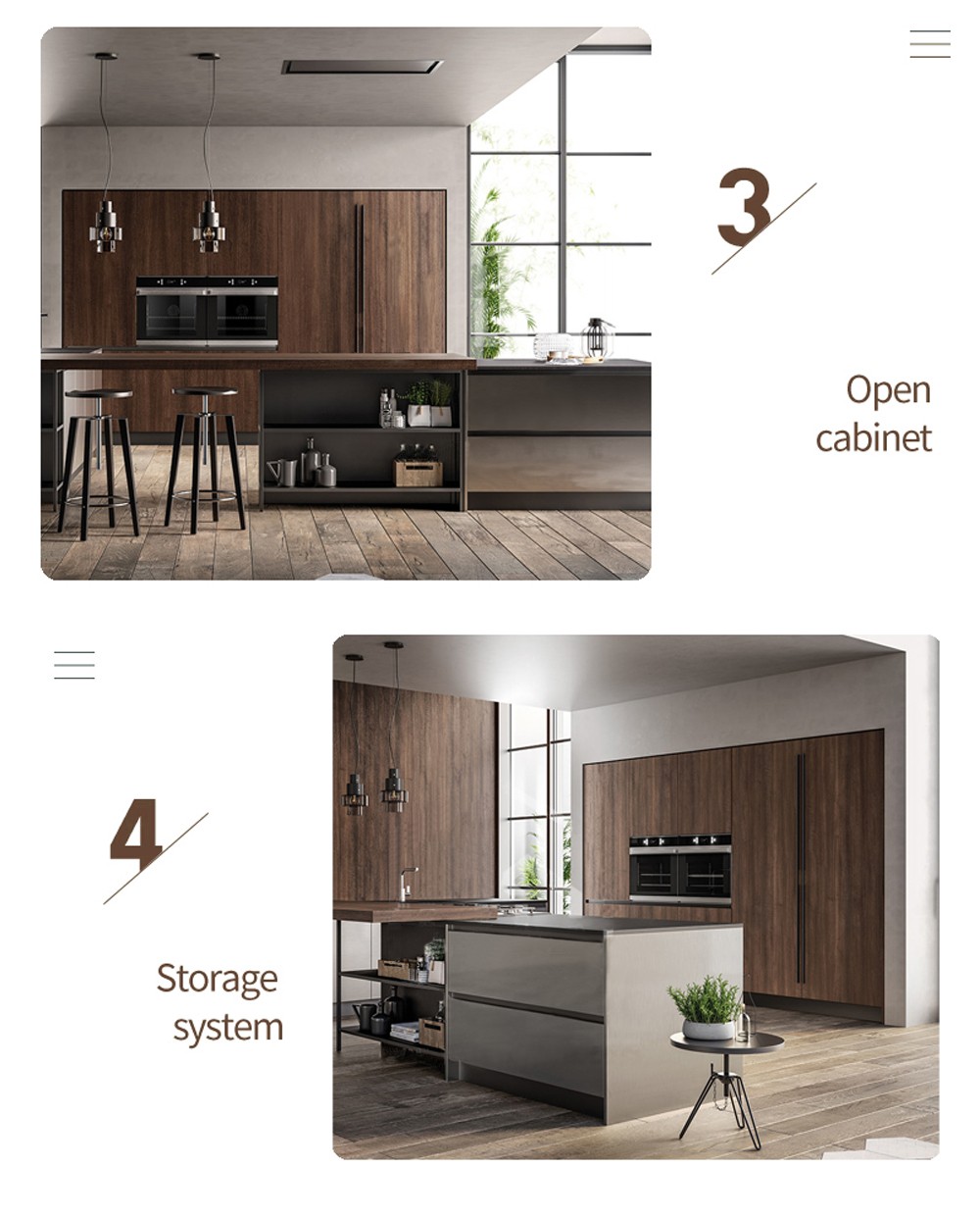Modern style melamine with particle board open kitchen GK-1016