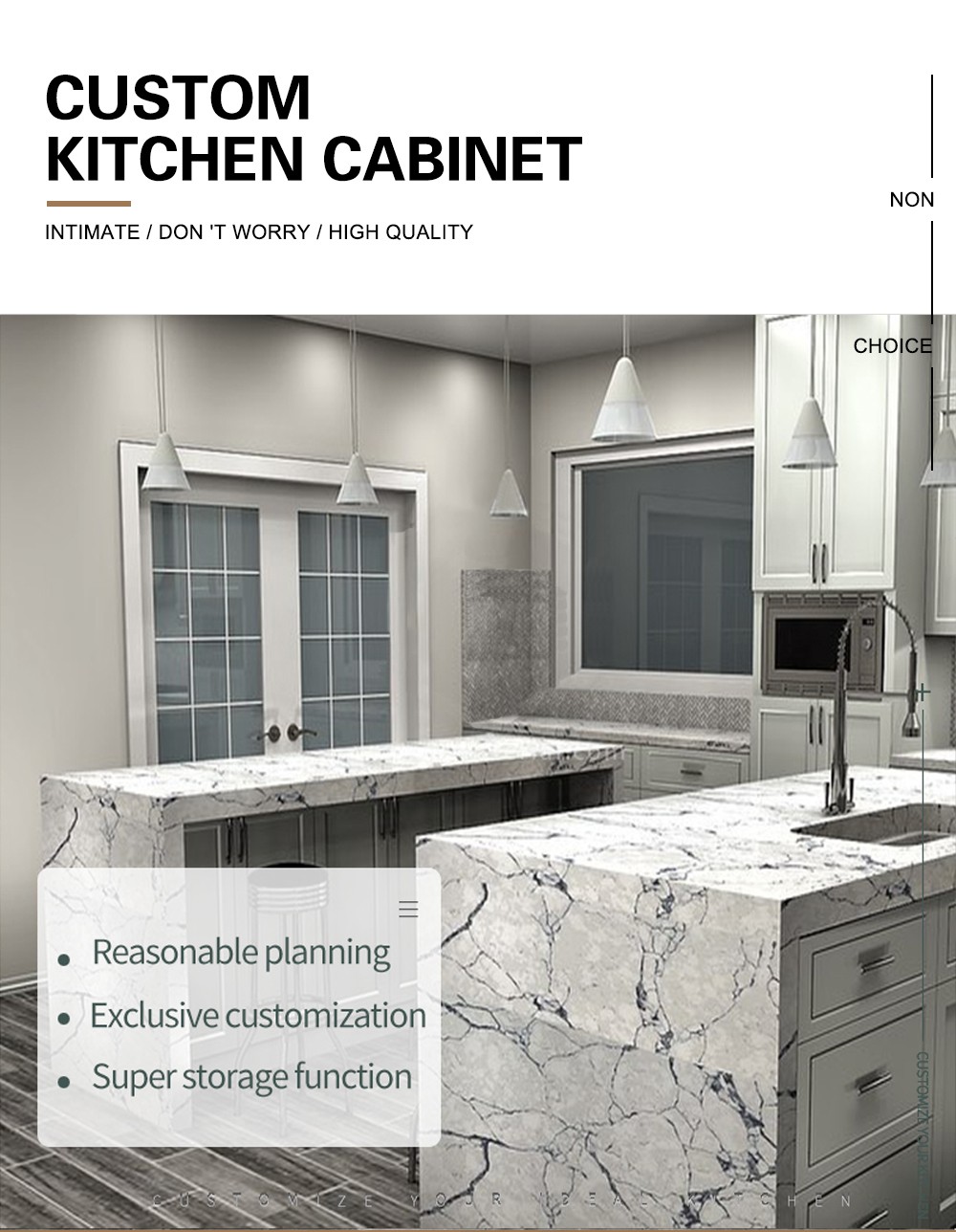 Nordic style Classical style kitchen PVC with HDF GK-1165