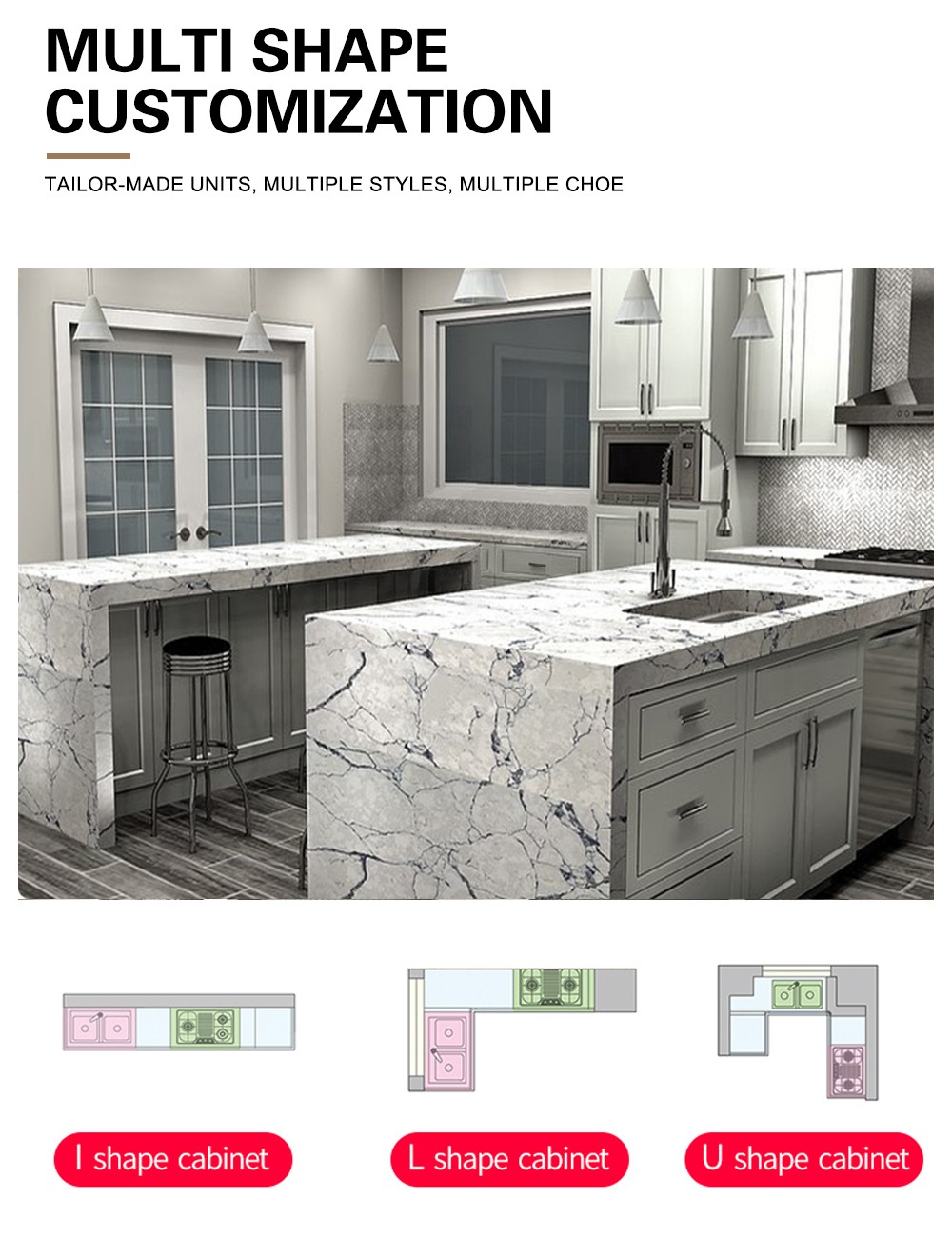 Nordic style Classical style kitchen PVC with HDF GK-1165