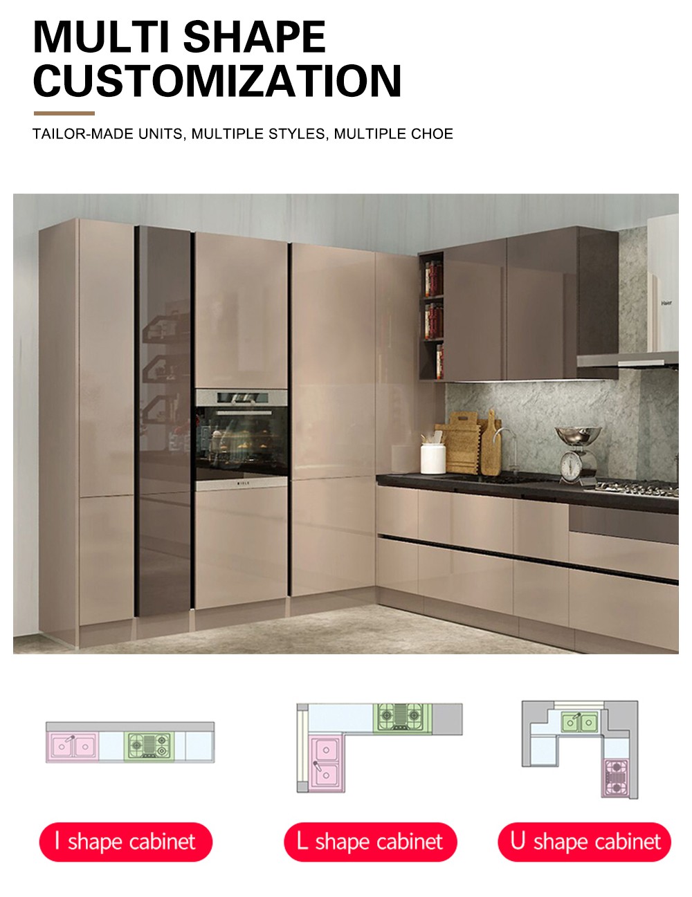 Simple design UV lacquer with HDF kitchen-GK-438