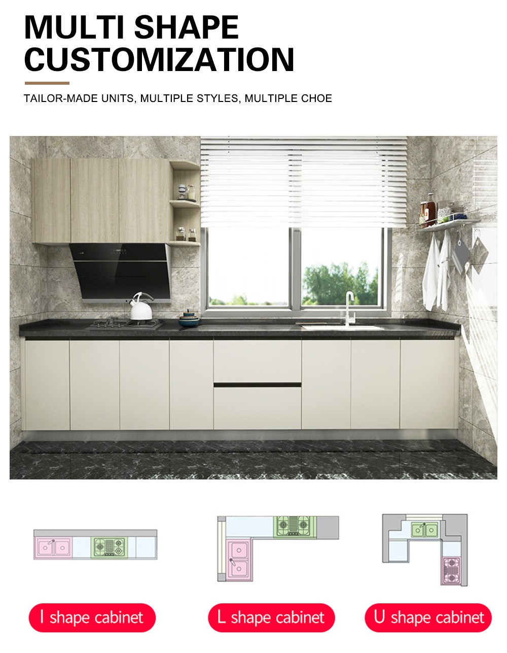 2020 Hot sale Melamine with particle board Modern kitchen-GK-011