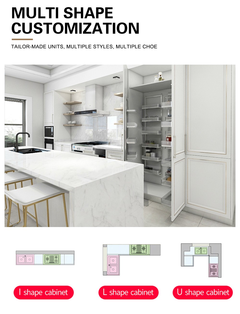 2020 Hot sale Modern Melamine with particle board Kitchen cabinet-GK-015