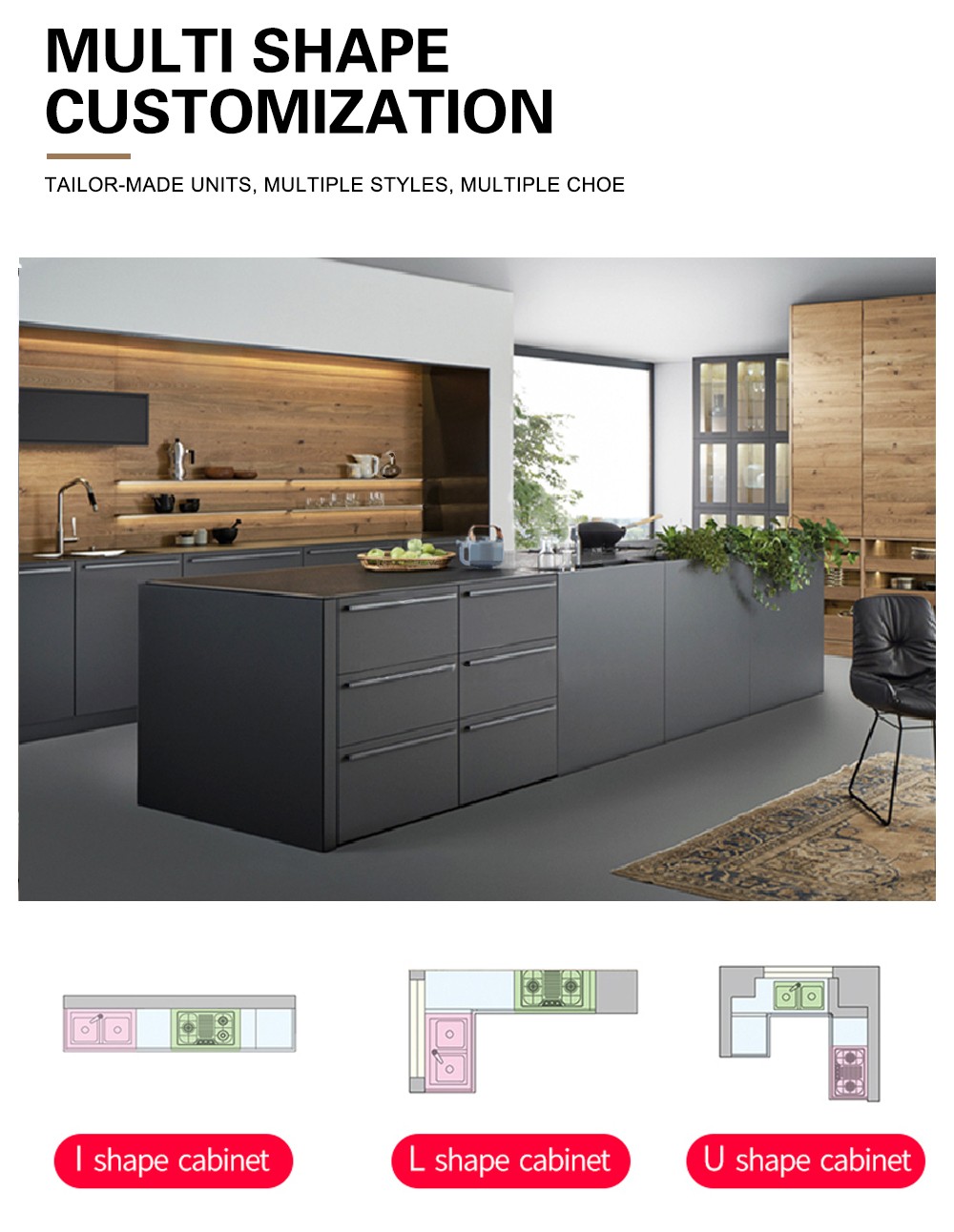 2020 Hot sale Modern UV Lacquer with plywood Kitchen cabinet-GK-005