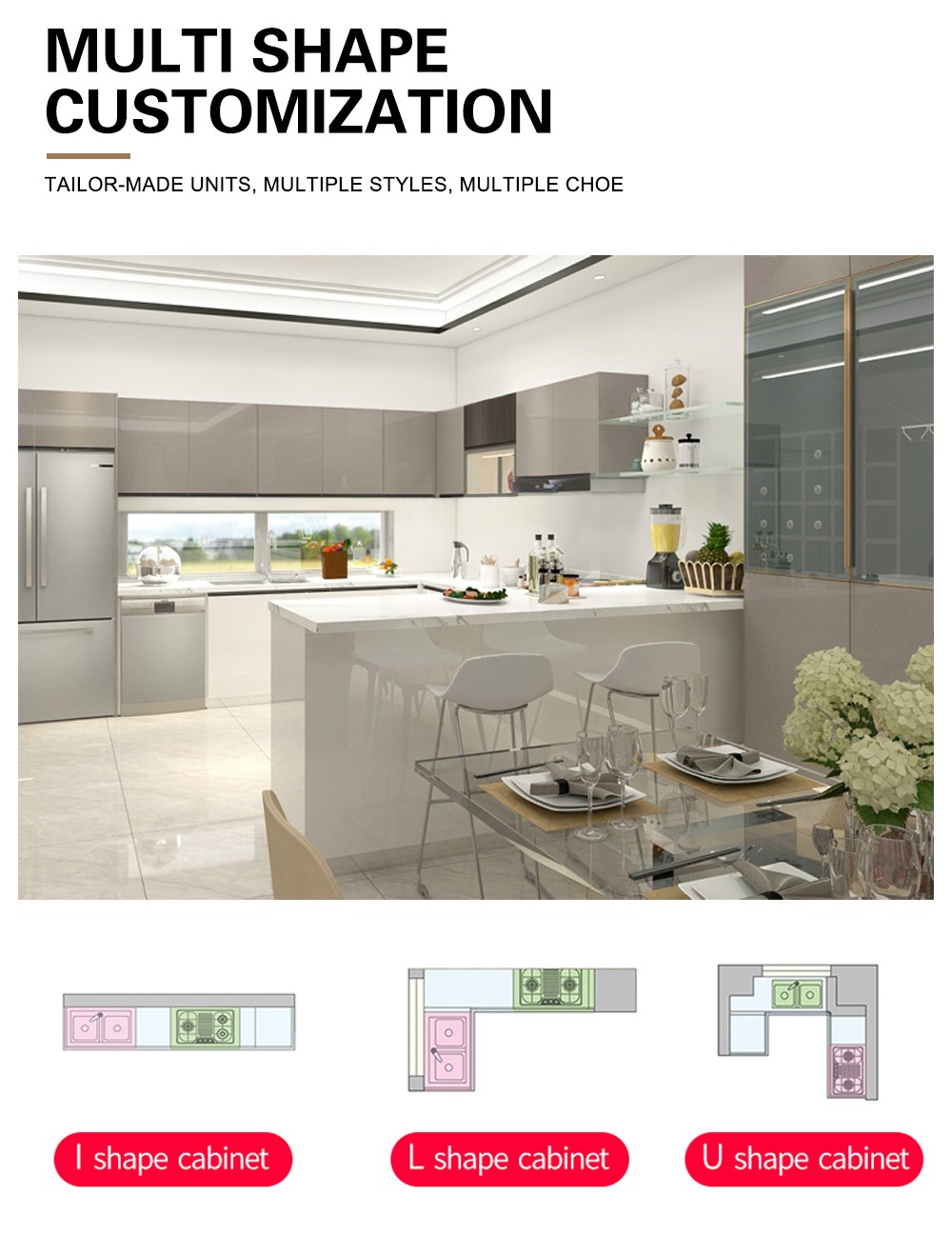 2020 Hot sale UV Lacquer with HDF Modern Kitchen cabinet-GK-004