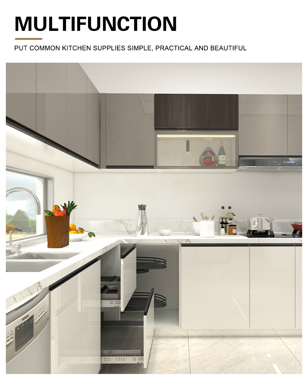 2020 Hot sale UV Lacquer with HDF Modern Kitchen cabinet-GK-004