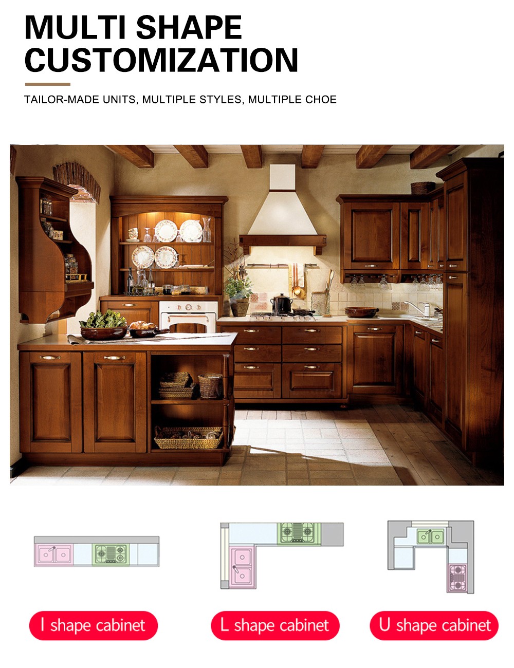 American style classical PVC with HDF kitchen GK-518