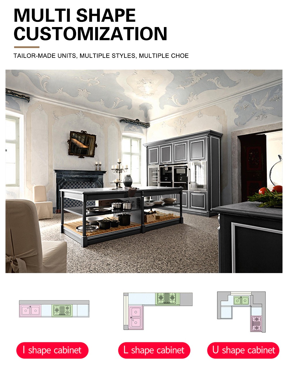 American style classical PVC with HDF kitchen GK-530