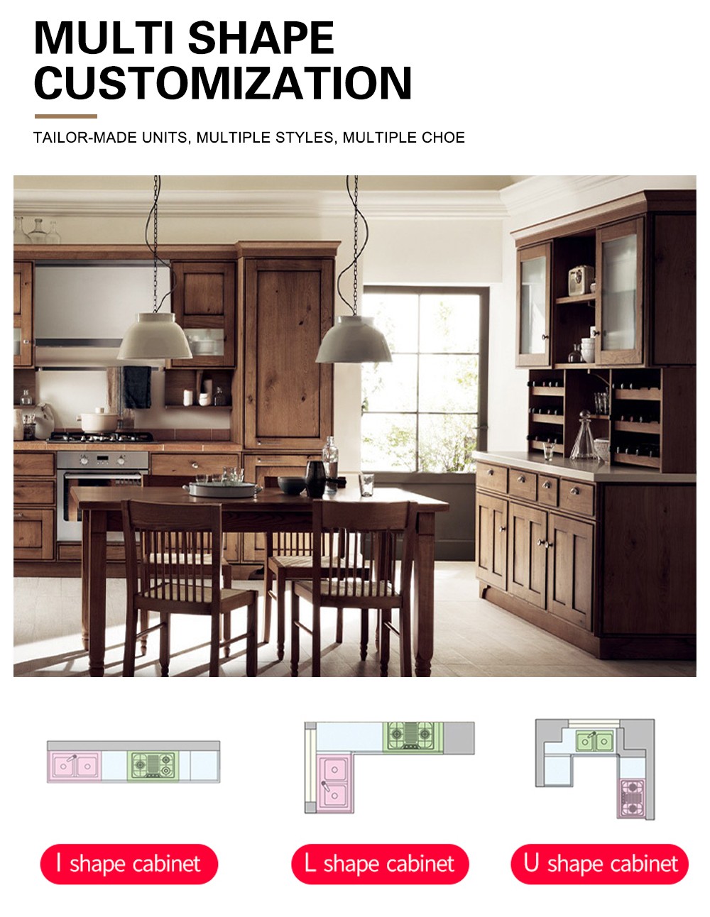American style classical wind glass cabinet high density board blister kitchen cabinet-GK-652