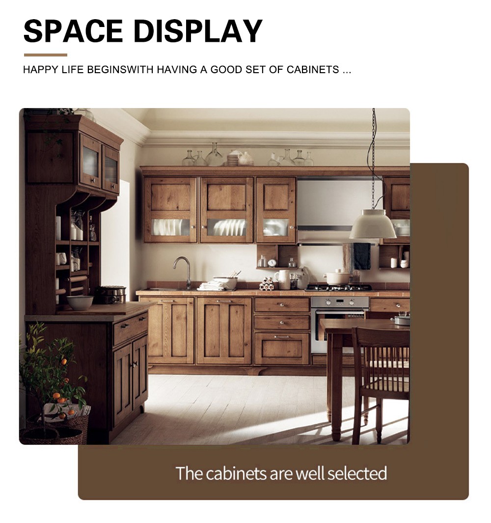 American style classical wind glass cabinet high density board blister kitchen cabinet-GK-652