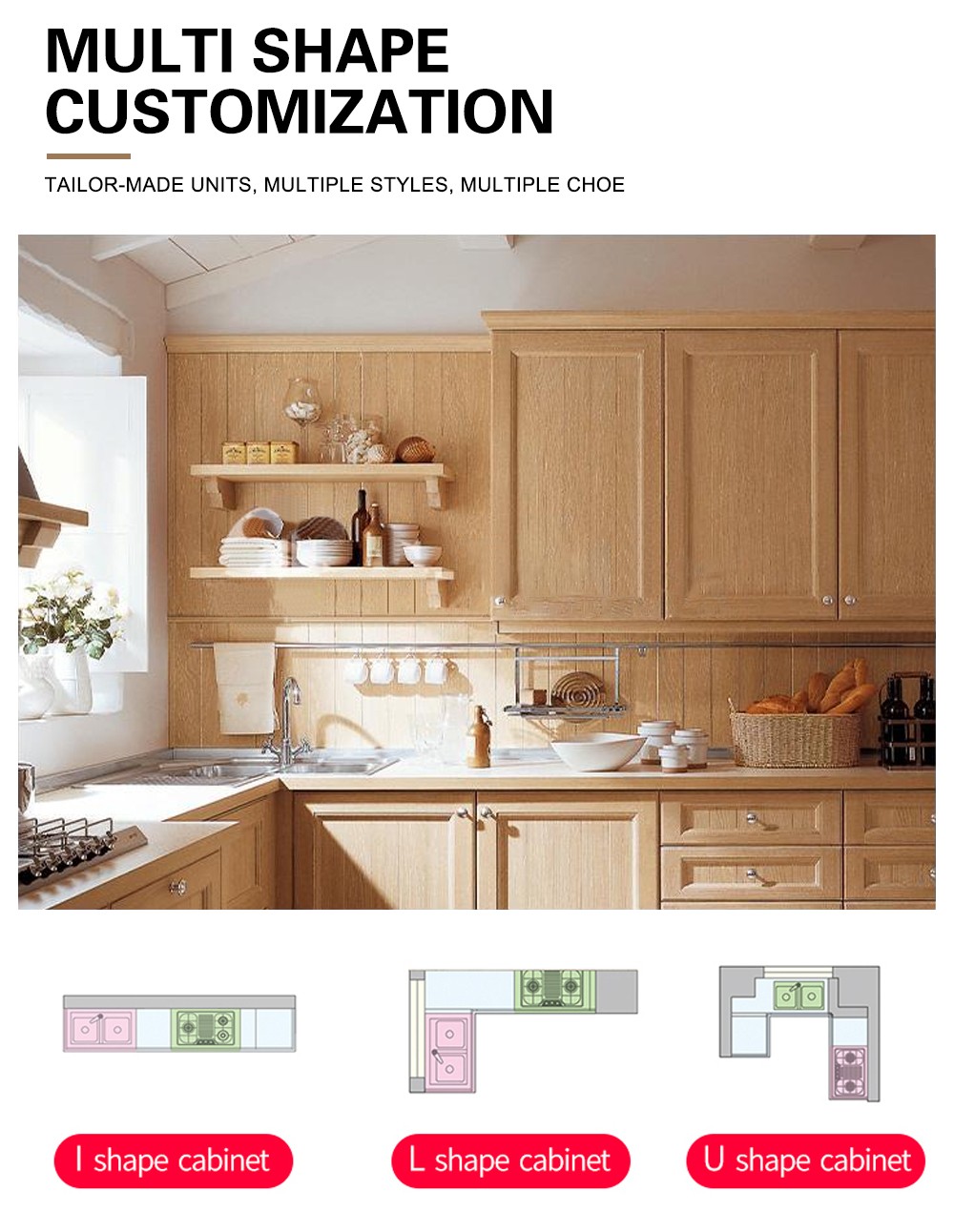 American style Kitchen cabinet PVC with HDF-GK-397
