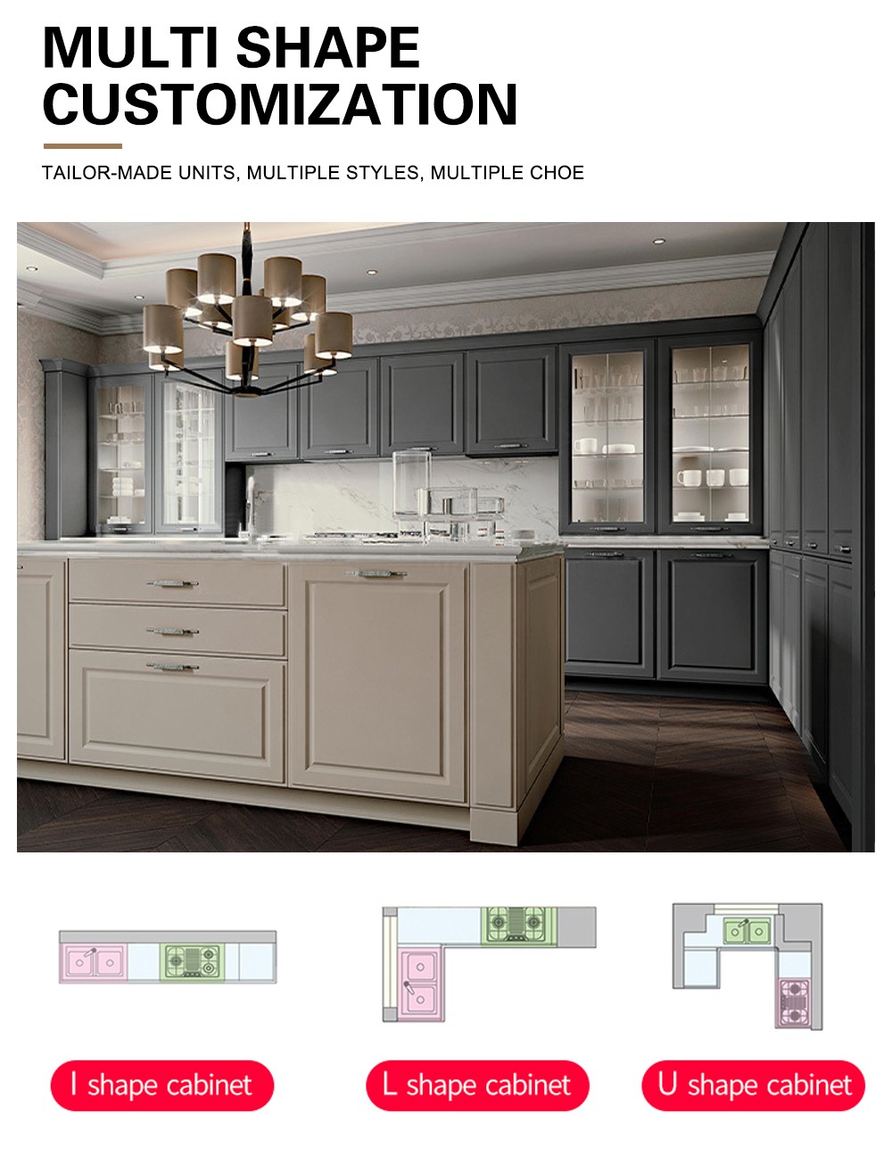 American style solidwood PVC with HDF Kitchen cabinet GK-539