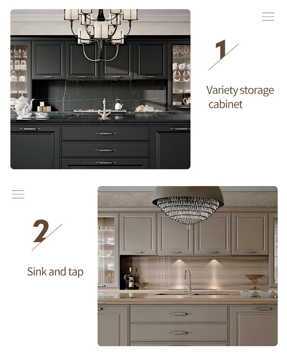 American style solidwood PVC with HDF Kitchen cabinet GK-539