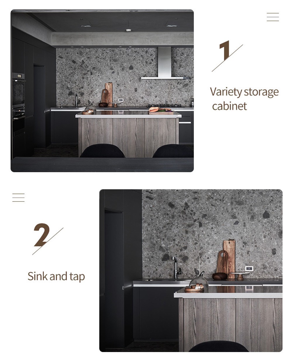 Black style Melamine with particle board kitchen GK-486