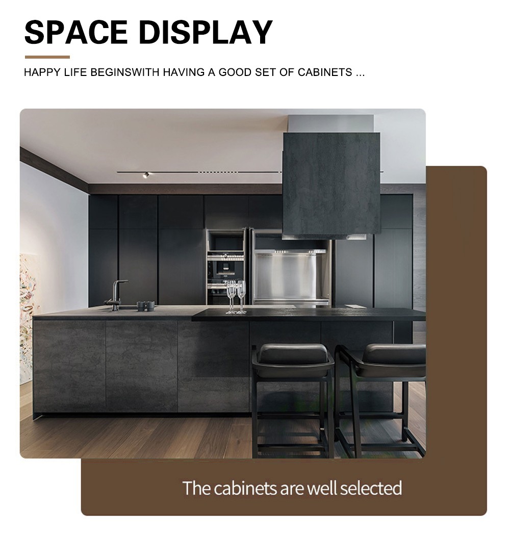 Black style UV lacquer kitchen with HDF kitchen-GK-490