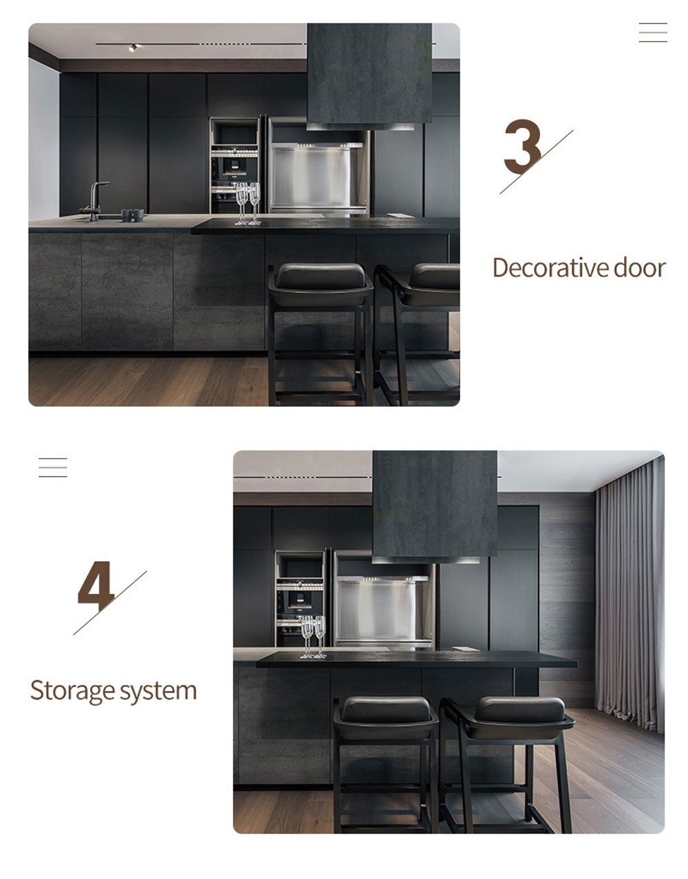 Black style UV lacquer kitchen with HDF kitchen-GK-490