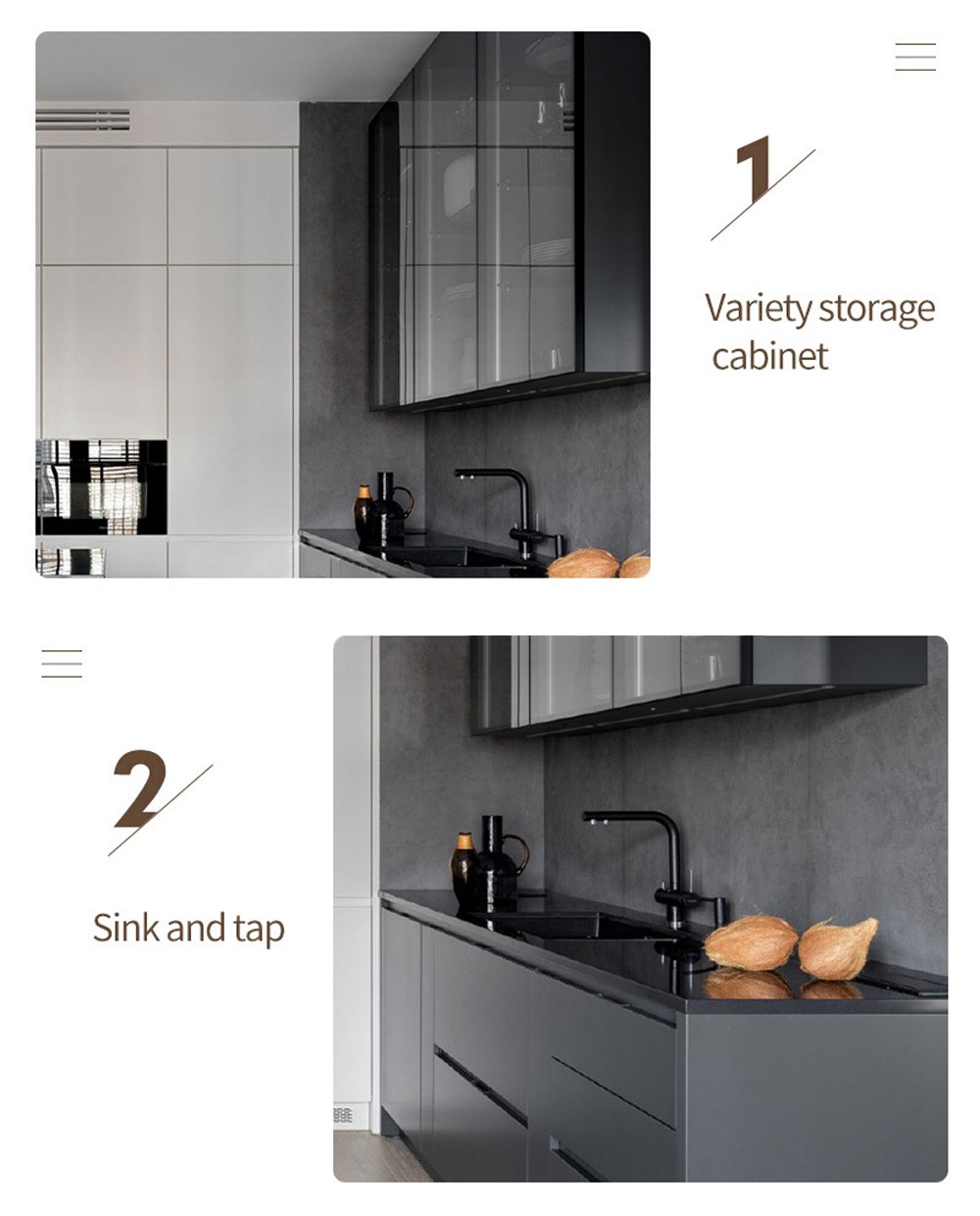 Black style UV lacquer with HDF kitchen-GK-441