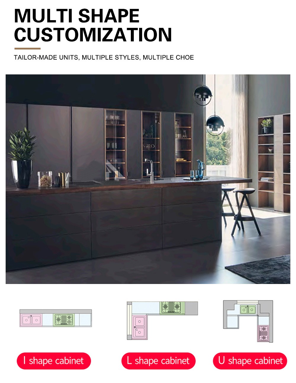 Black style UV lacquer with HDF kitchen-GK-473