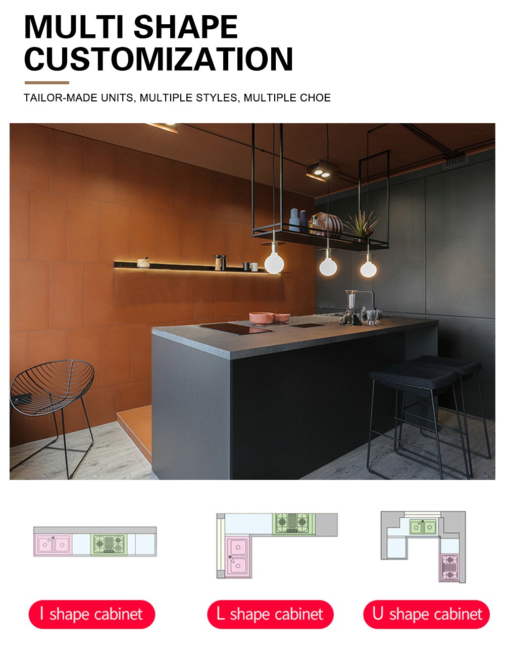 Black style UV lacquer with HDF kitchen-GK-847
