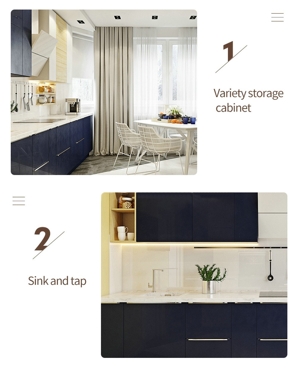 Black style UV lacquer with HDF kitchen-GK-886