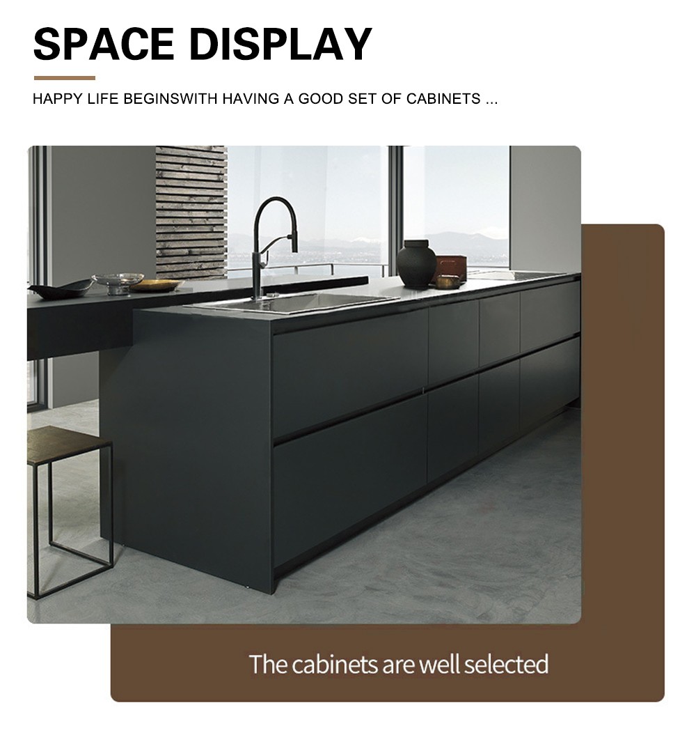 Black UV matt lacquer with HDF with accessories Kitchen cabinet GK1230