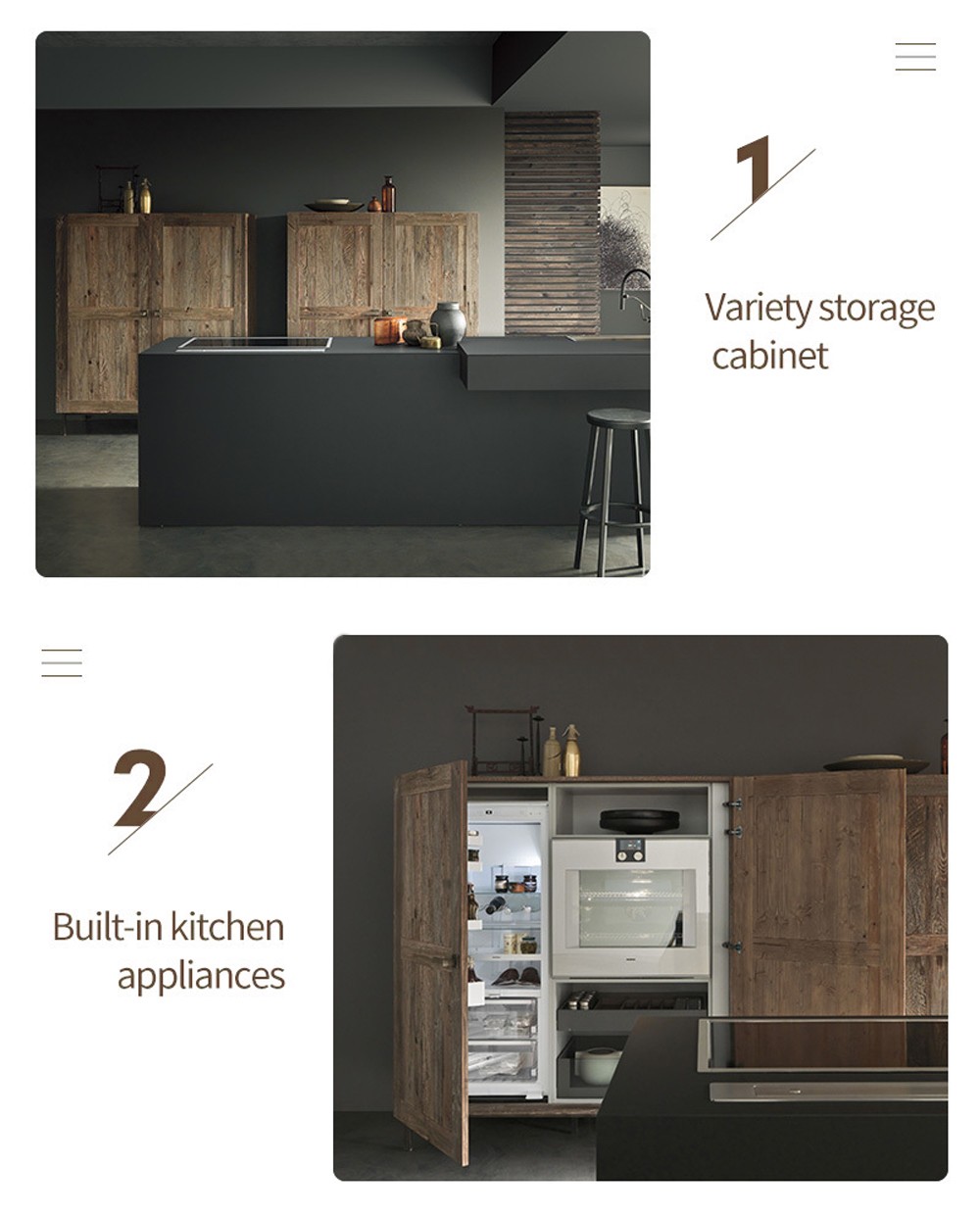 Black UV matt lacquer with HDF with accessories Kitchen cabinet GK1230
