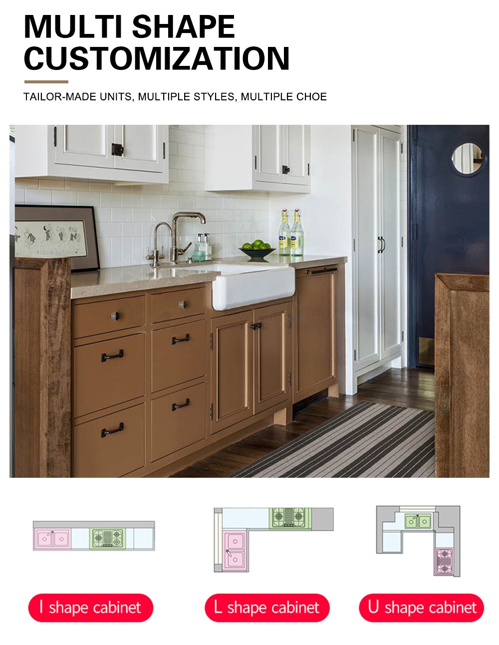 Classical style brown color PVC with HDF house kitchen cabinet GK1292