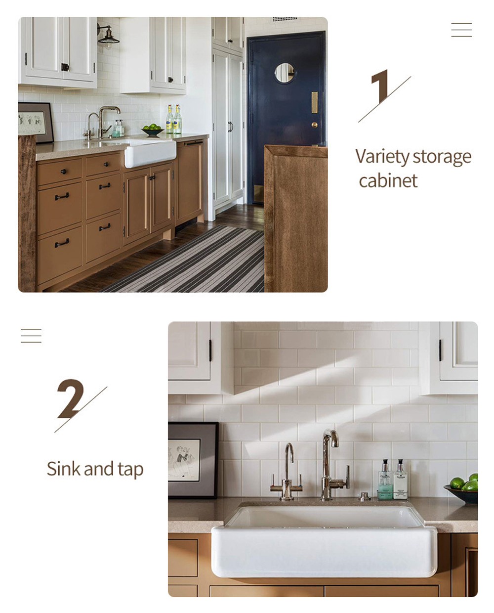 Classical style brown color PVC with HDF house kitchen cabinet GK1292