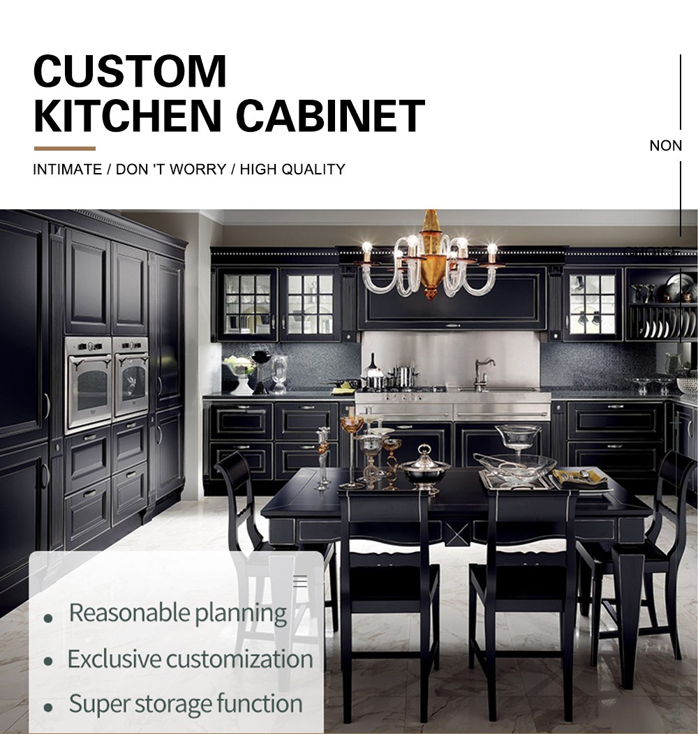 European style Classical style Black style PVC with HDF kitchen-GK-638