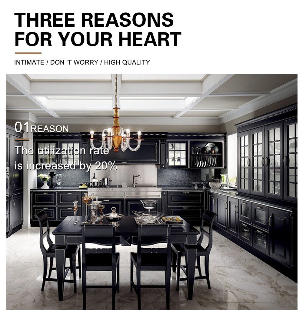 European style Classical style Black style PVC with HDF kitchen-GK-638