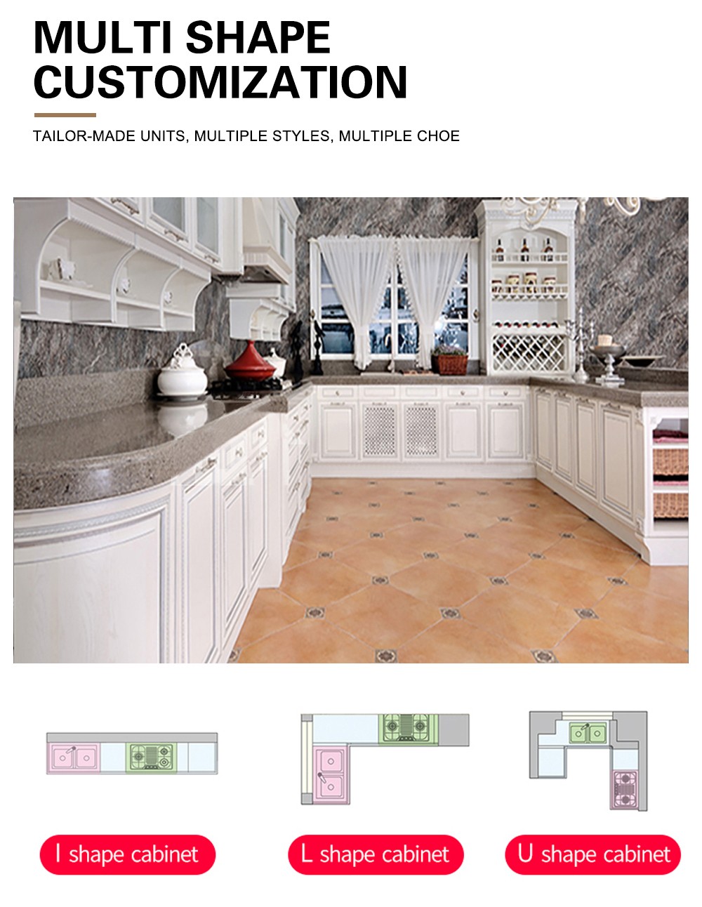 European style Classical style kitchen PVC with HDF-GK-254