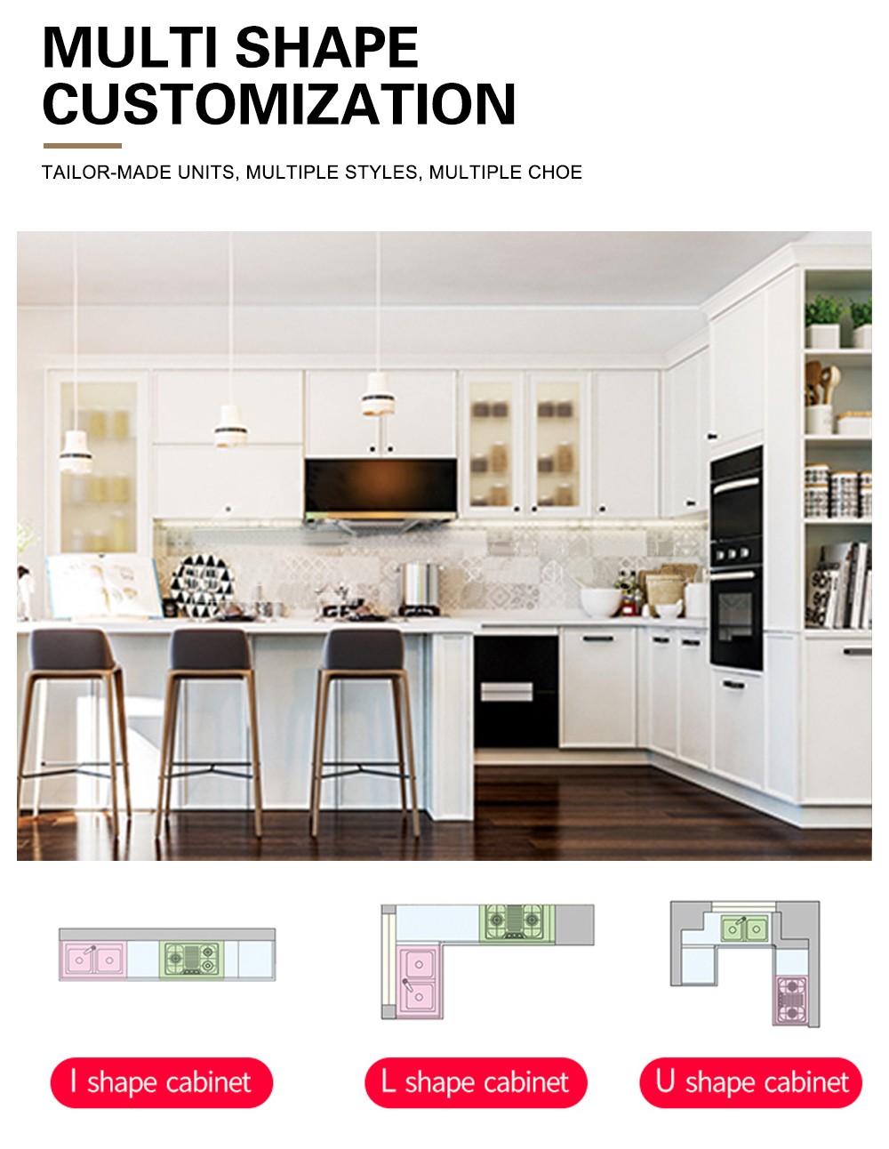 European style classical style PVC with HDF kitchen cabinet-GK-235