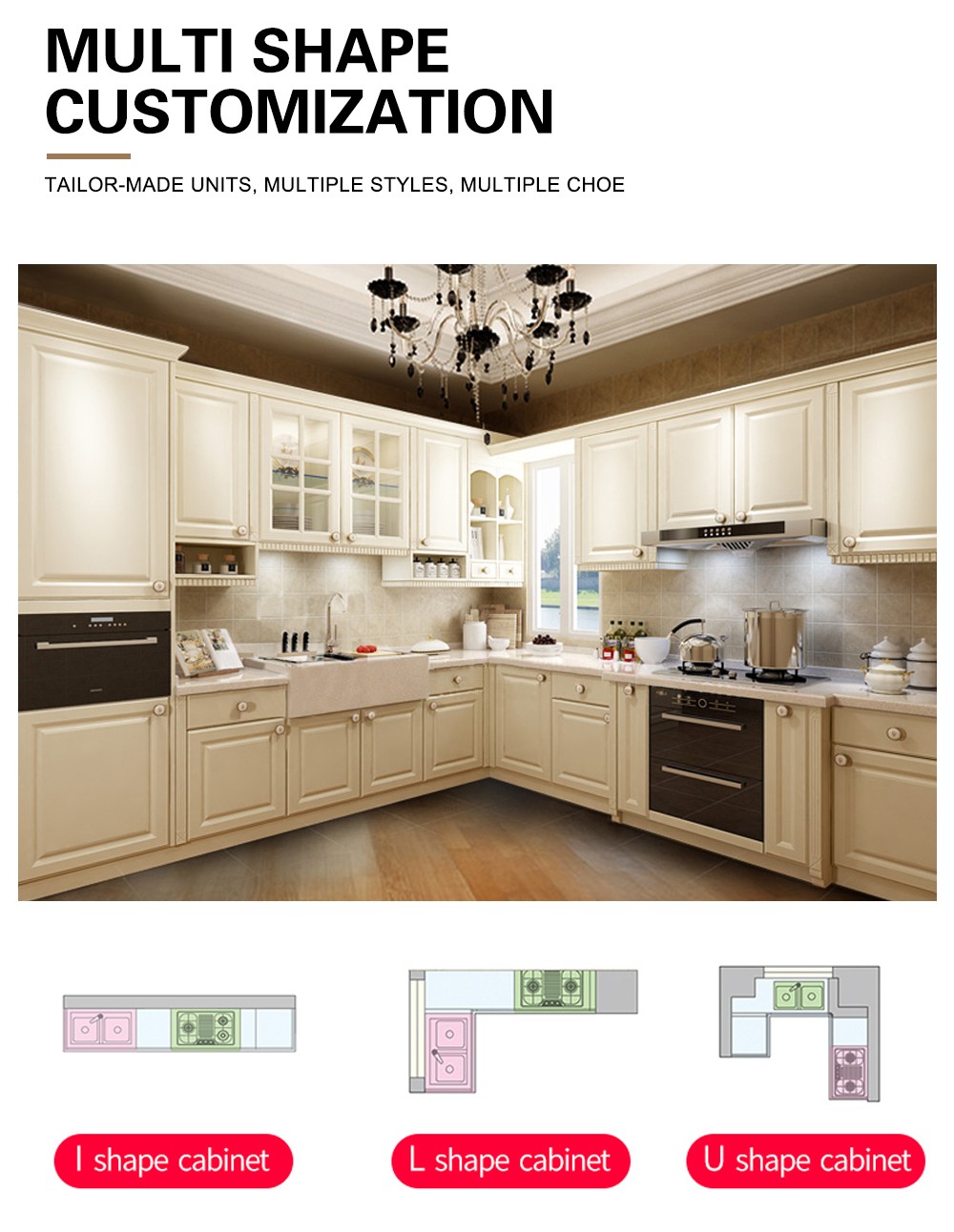 European style PVC with HDF kitchen cabinet GK-112
