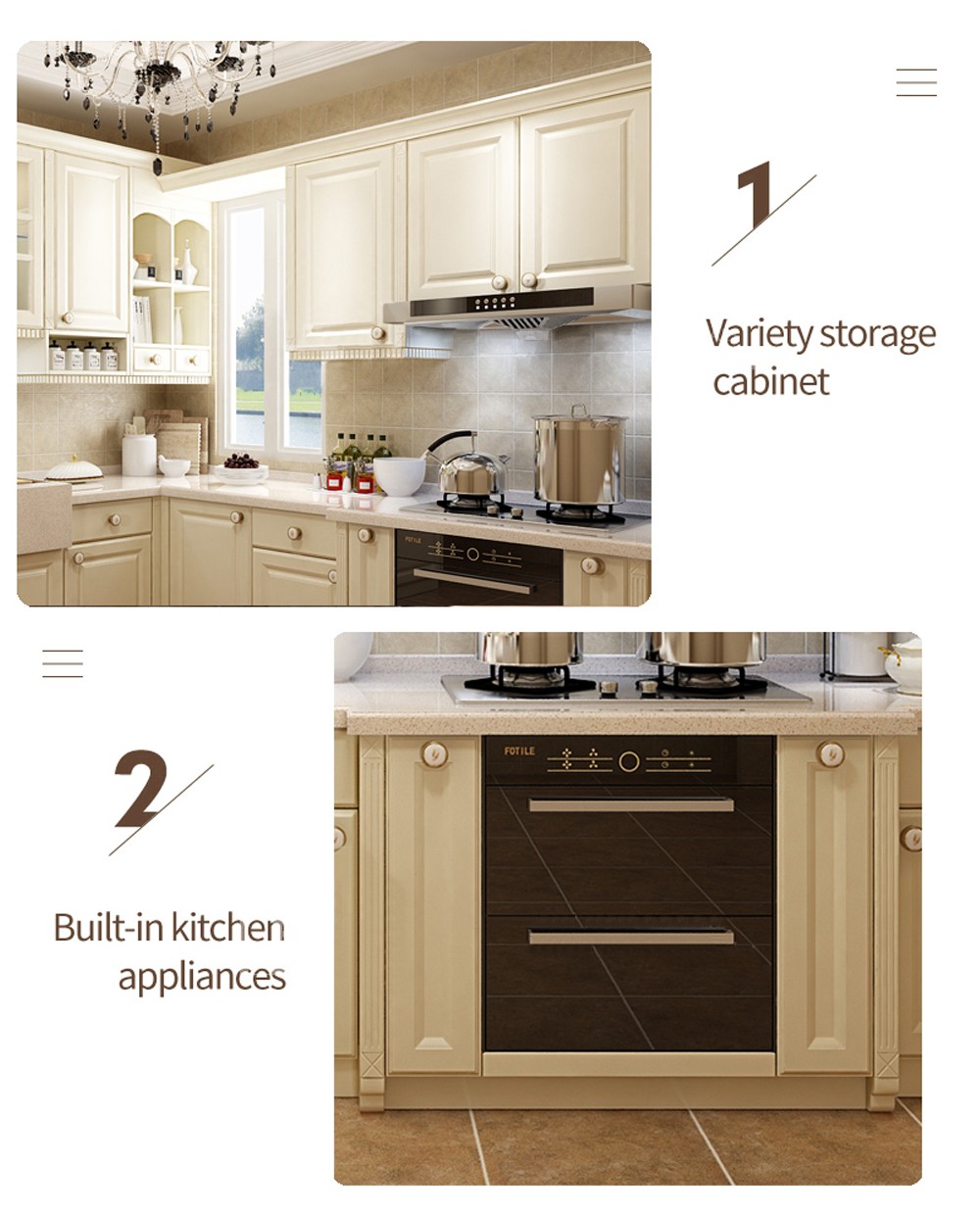 European style PVC with HDF kitchen cabinet GK-112
