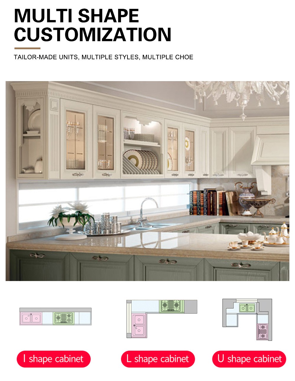 European style PVC WITH HDF kitchen cabinet GK-191