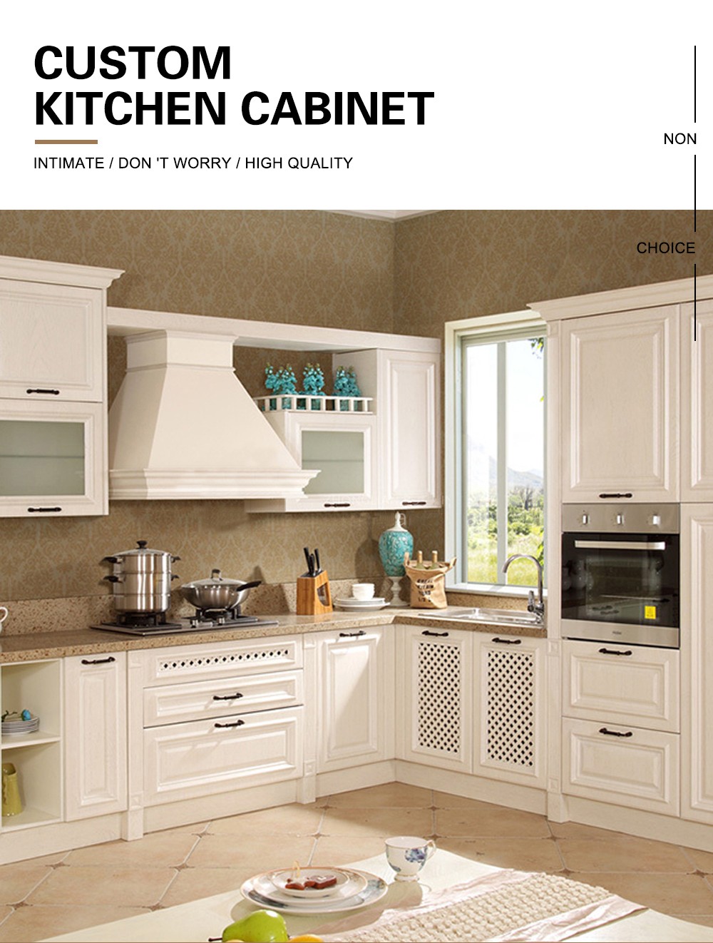 European style PVC with HDF kitchen cabinet GK-466