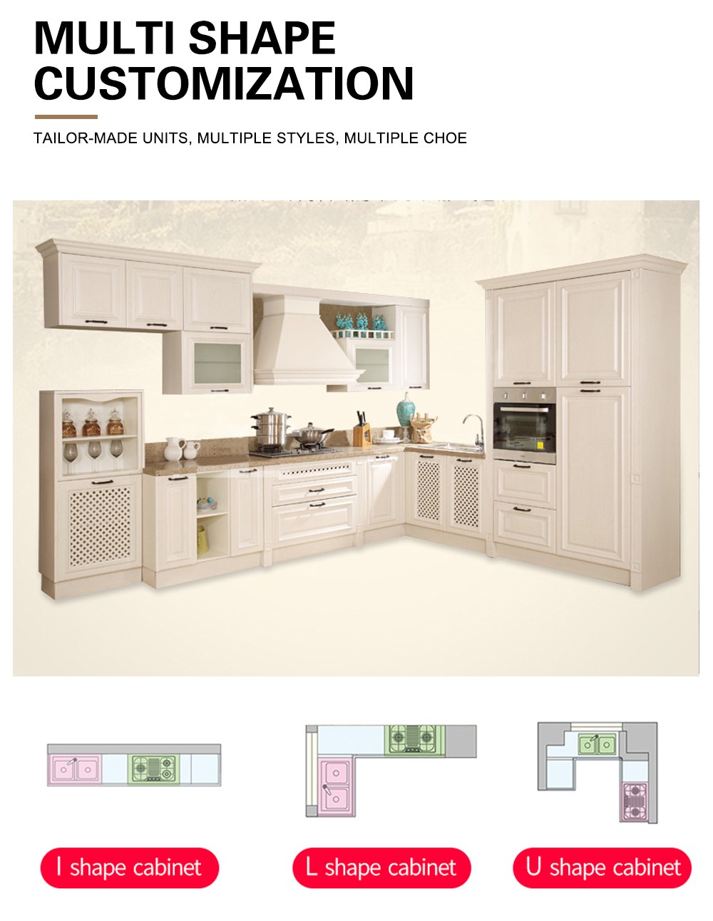 European style PVC with HDF kitchen cabinet GK-466