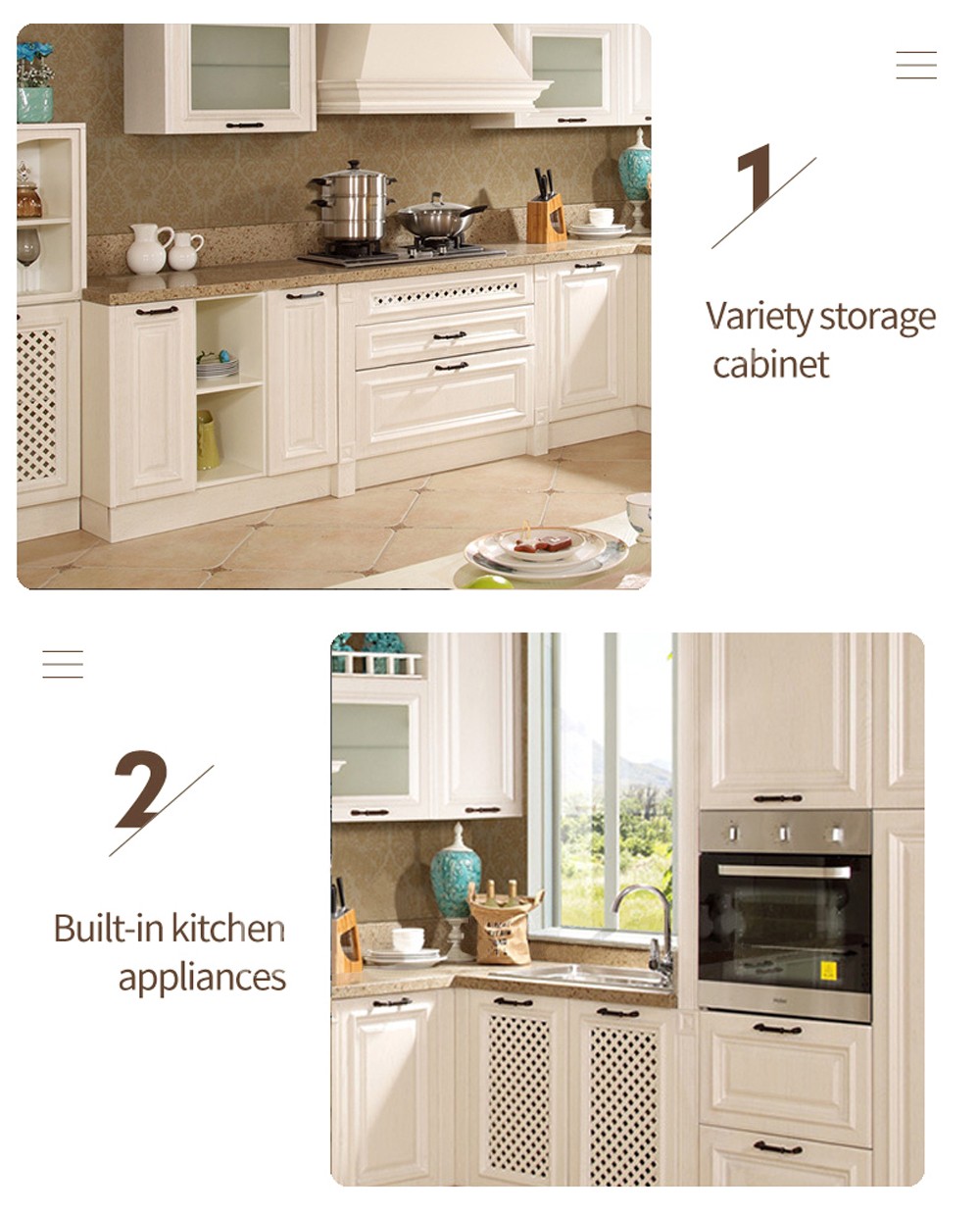 European style PVC with HDF kitchen cabinet GK-466