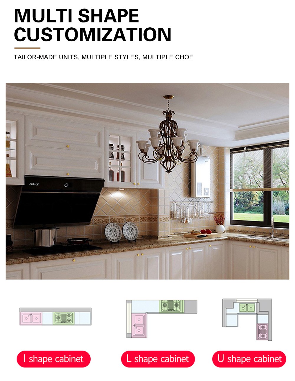 European style PVC with HDF kitchen cabinet GK-506