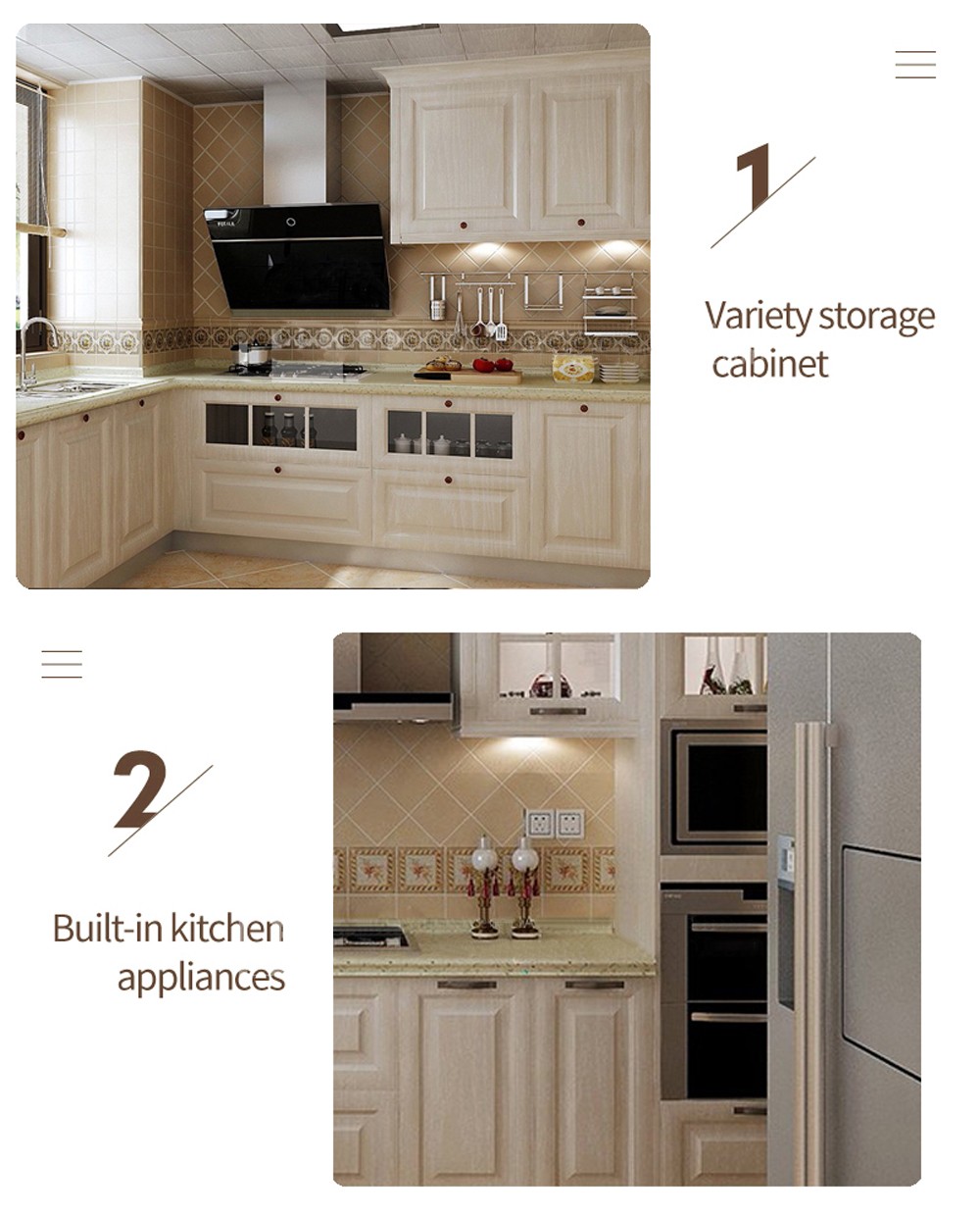 European style PVC with HDF kitchen cabinet GK-506