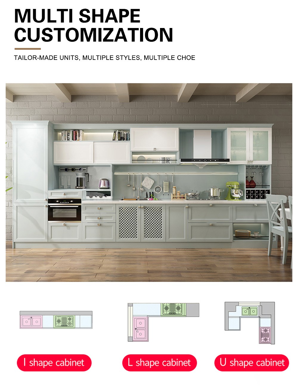European style PVC with HDF kitchen cabinet GK-507